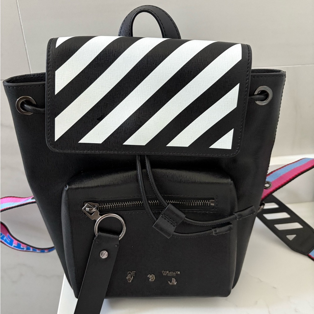 Off-White Black and White Striped Women's Backpack